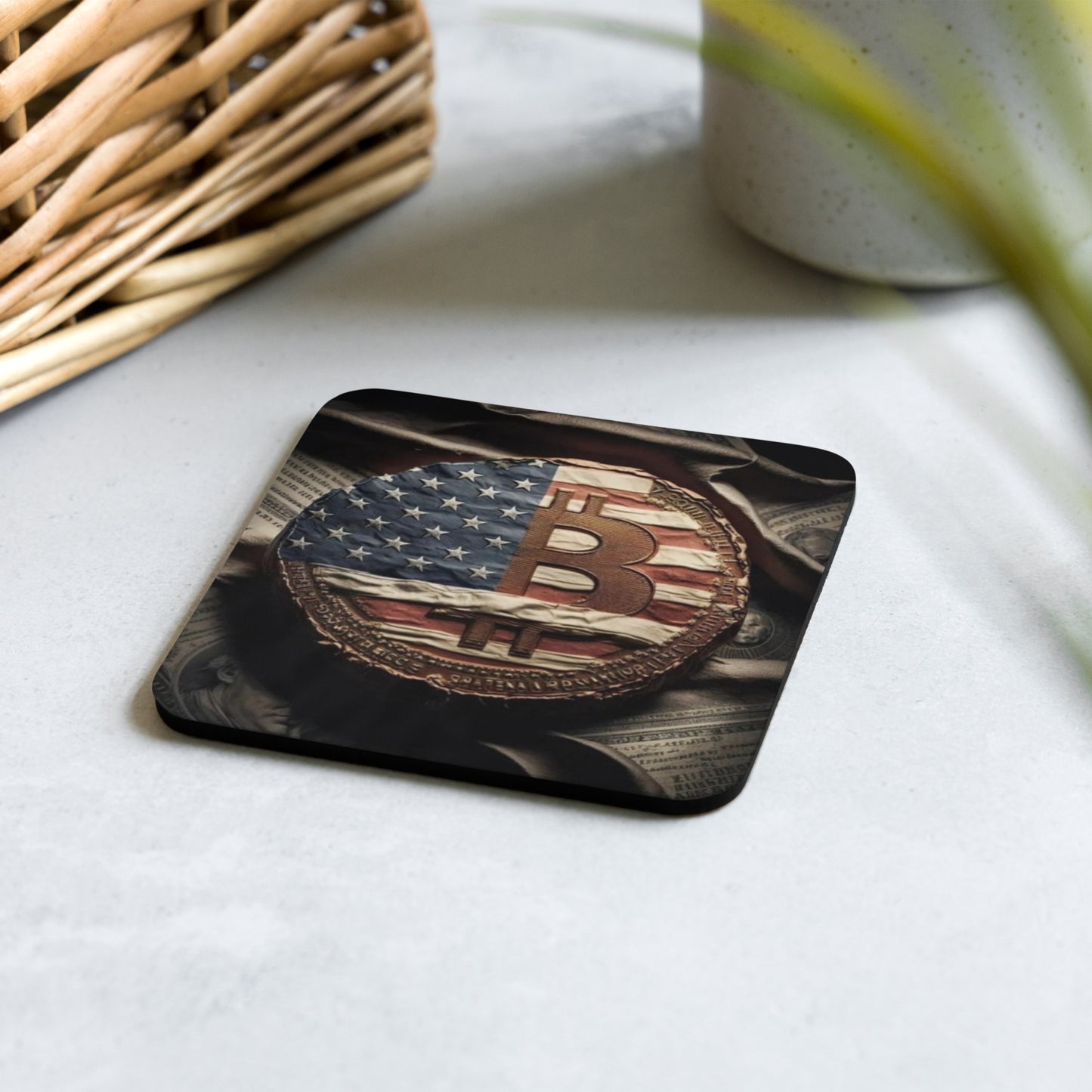 BTC USA cork backed coasters
