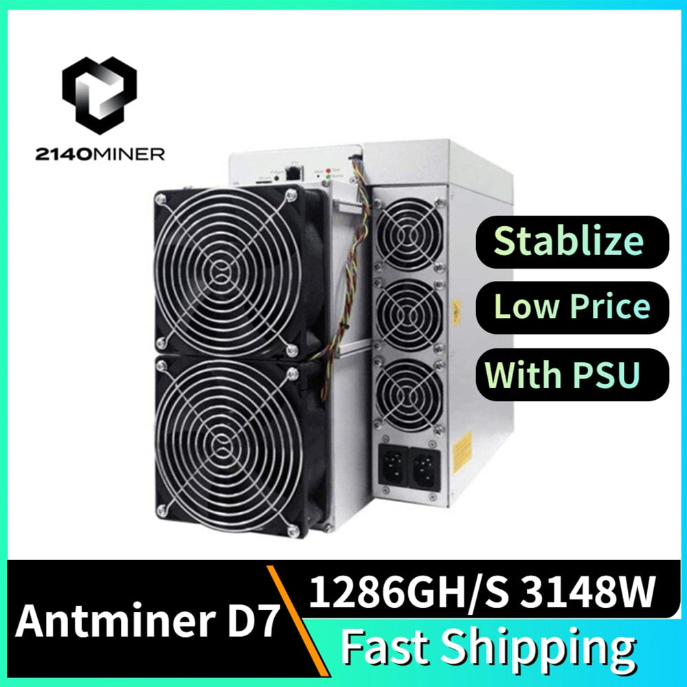 Máquina de Mineração Bitmain Antminer D7 com PSU 1286Th/s 2.44J/GH 3148W D7 1234 Nova ou Usada DASH Asic Miner D7 1.286G