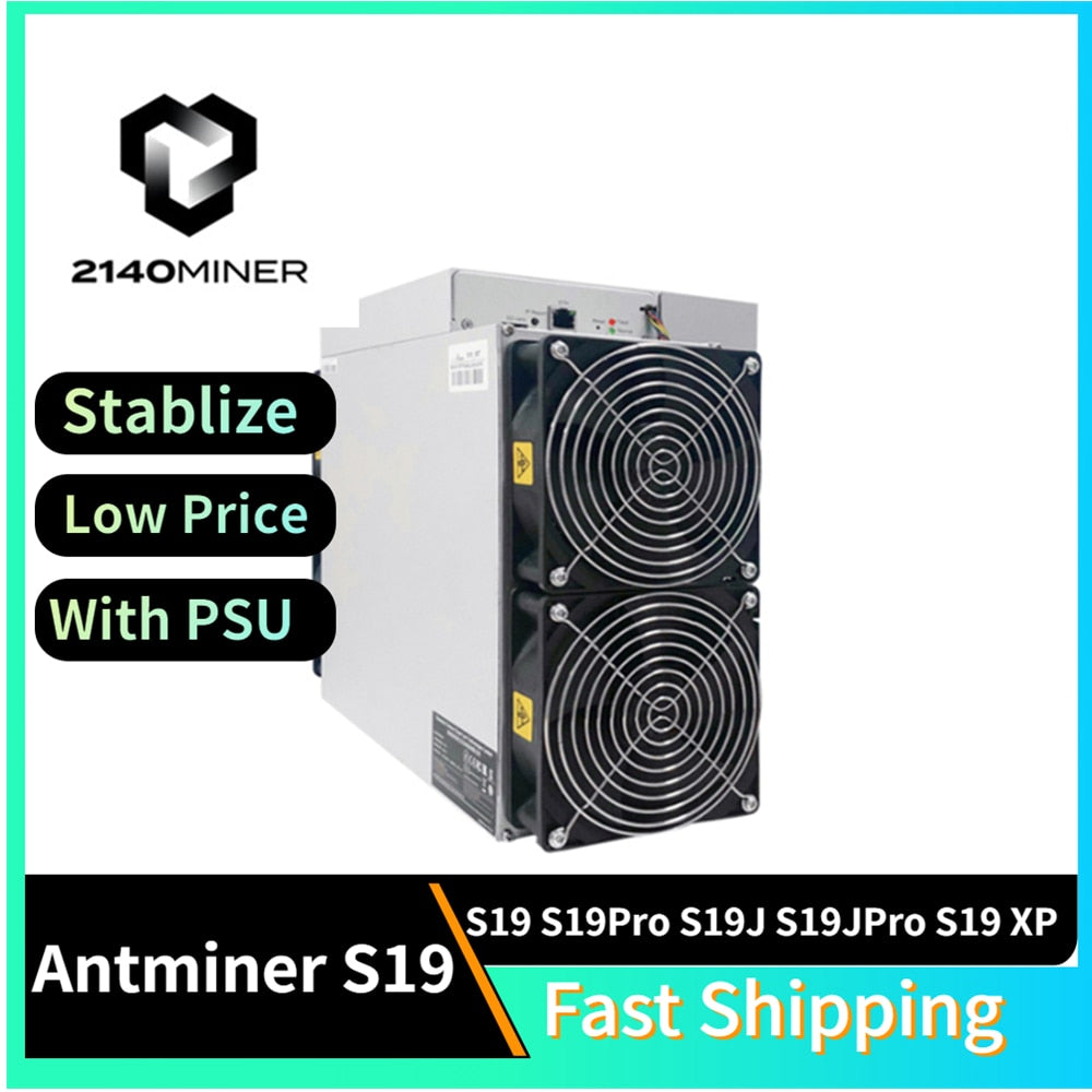 Maquina de Mineração Cripto Bitmain Antminer S19 95T S19Pro 110T S19XP 134T 140T S19Jpro 96T 104T Novo e Usado BTC BTH Asic Miner S19Pro PK Whatsminer M30S M31S