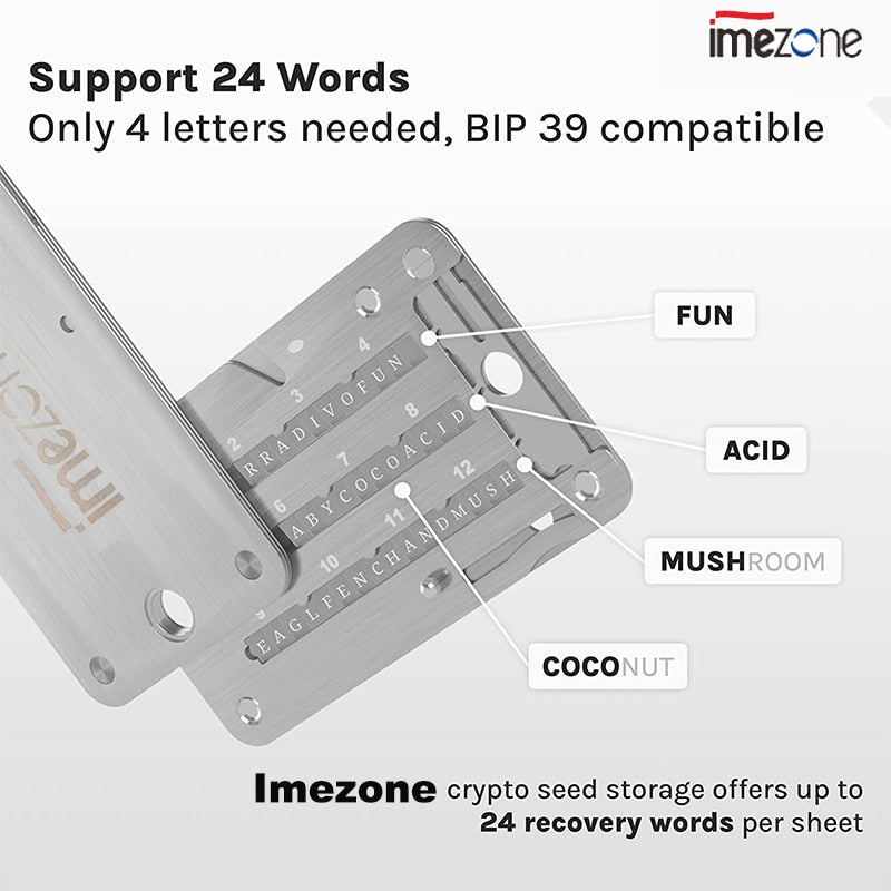 Armazenamento de sementes criptografadas, carteira de metal Bitcoin, backup de armazenamento a frio, armazenamento de frase-chave de 24 palavras, placa de aço, KeepKey, livro-razão, blockchain