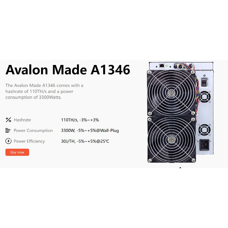 Mineradora Bitcoin Mineração Cripto Avalon A1346 com fonte de alimentação