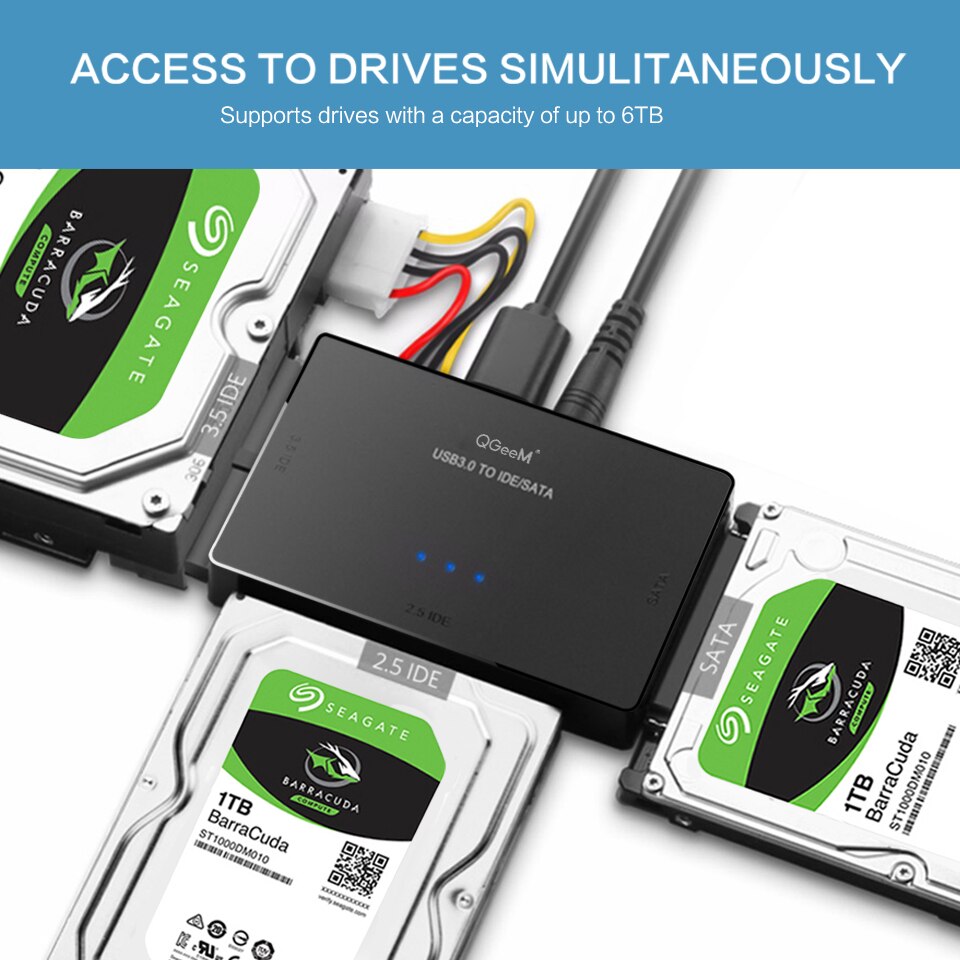 QGeeM SATA to USB IDE Adapter USB 3.0 Sata 2.5 3.5 Hard Disk Drive HDD SSD USB Converter IDE SATA to USB SATA