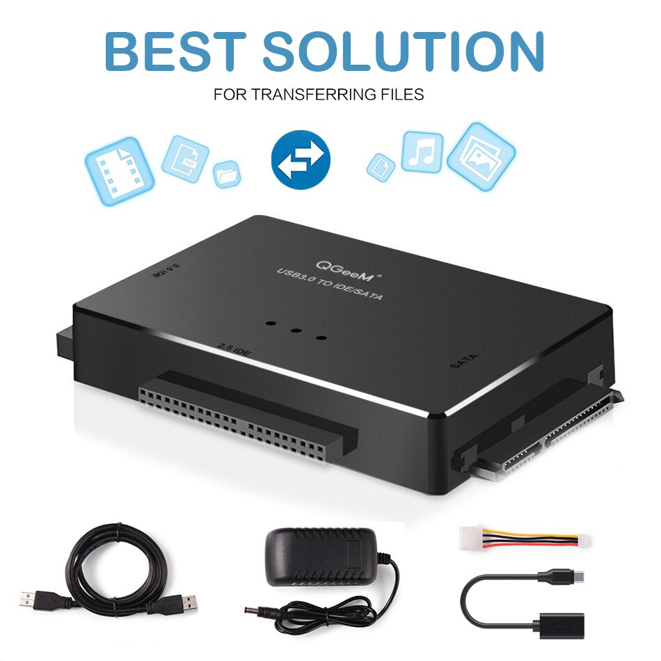 QGeeM SATA to USB IDE Adapter USB 3.0 Sata 2.5 3.5 Hard Disk Drive HDD SSD USB Converter IDE SATA to USB SATA
