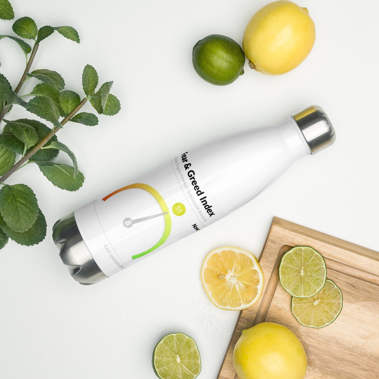 Fear and Greed stainless steel water bottle