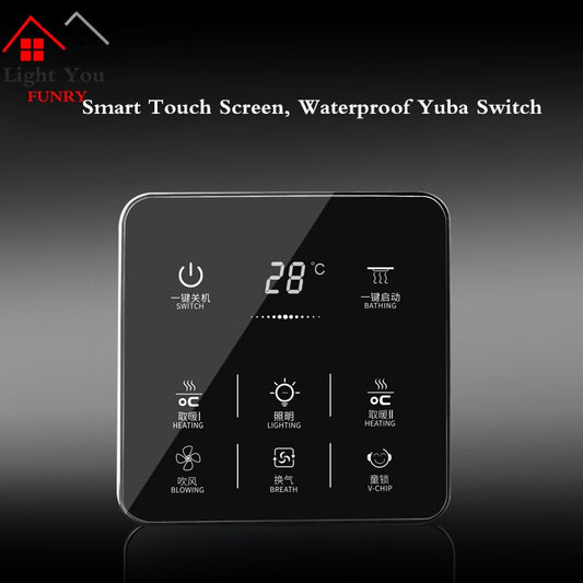 6 in 1 smart multifunctional Touch button Yub Socket 6 Universal waterproof smart touch screen for collective bathroom 86*86mm 