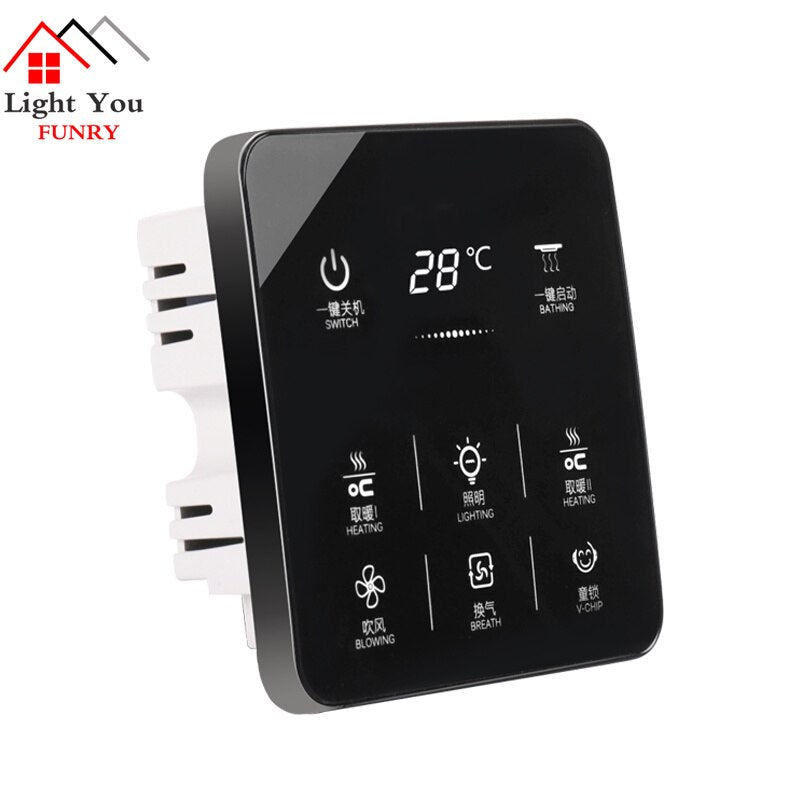 6 in 1 smart multifunctional Touch button Yub Socket 6 Universal waterproof smart touch screen for collective bathroom 86*86mm 