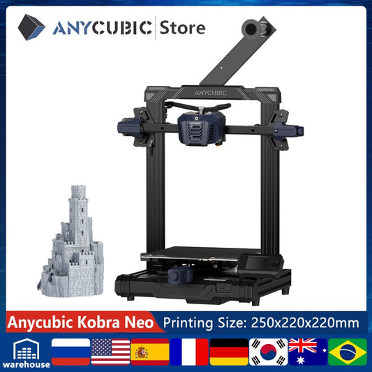 ANYCUBIC KOBRA NEO 3D Printer FDM 3D Printers with 220*220*250mm Print size 25 points Self-leveling 3D Prints 