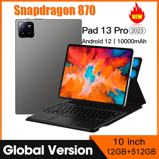 Global Version Pad 13 Pro Tablet 10 Inch 120Hz WQHD+ Display Tablet android 12 Snapdragon 870 10000mAh 12GB 512GB 5G Tablets pc 