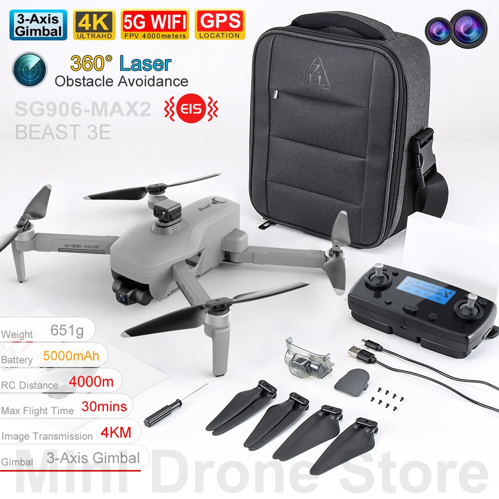 SG906 MAX2 GPS FPV Drone 4K Fotografia aérea profissional Prevenção de obstáculos Quadcopter RC sem escova com câmera de 3 eixos
