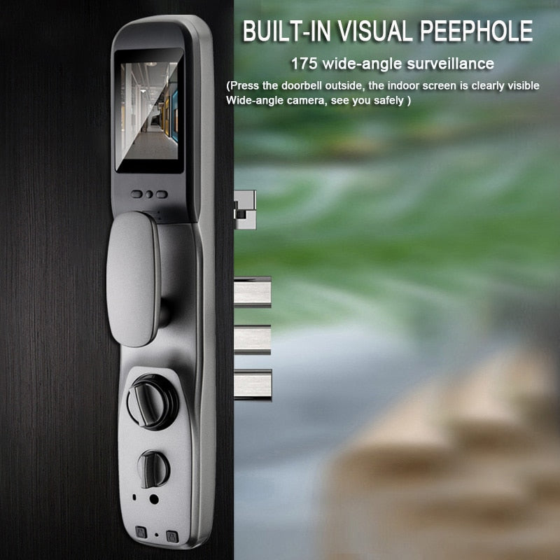 Fechadura Inteligente Tuya Wifi Digital Electronica Smart Door Lock com  câmera biométrica impressão digital cartão inteligente senha desbloqueio
