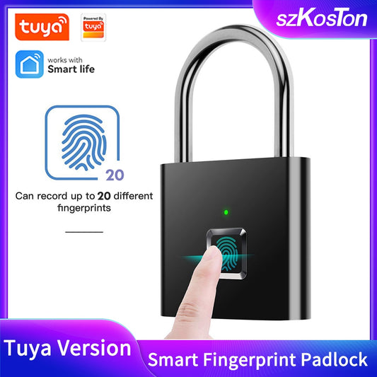 Tuya Smart Fingerprint Padlock USB Rechargeable Biometric Door Lock Thumbprint Zinc Alloy Padlocks Smart Life APP Unlock 