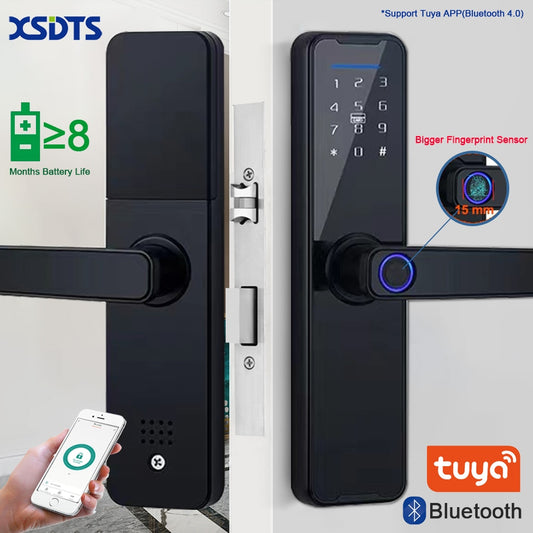 Smart Lock Fingerprint Biometric Lock Black Smart Lock Tuya App Remote Unlock Password Keyless Lock Electronic Lock 