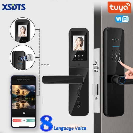 Smart Lock Tuya Wifi Digital Electronica Smart Door Lock with biometric camera fingerprint smart card password unlock 